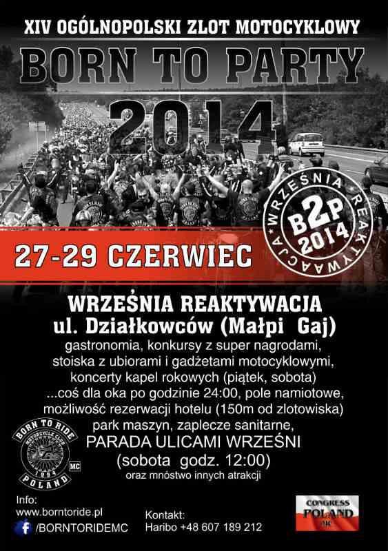 XIV Ogólnopolski Zlot Motocyklowy Born To Party 27-29.06.2014 – Września