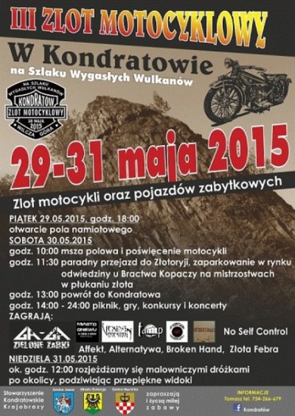 III Zlot na Szlaku Wygasłych Wulkanów – 29-31.05.2015 Kondratów